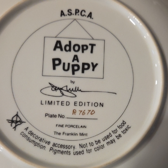 Franklin Mint ASPCA Adopt A Puppy Limited Edition Puppy Decorative Plate - Picture 2 of 4